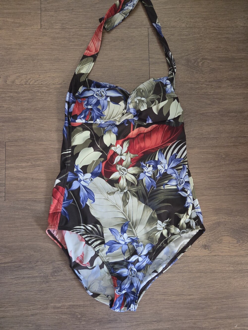 Tommy Bahama Floral Halter One-Piece Swimsuit - Black Multi